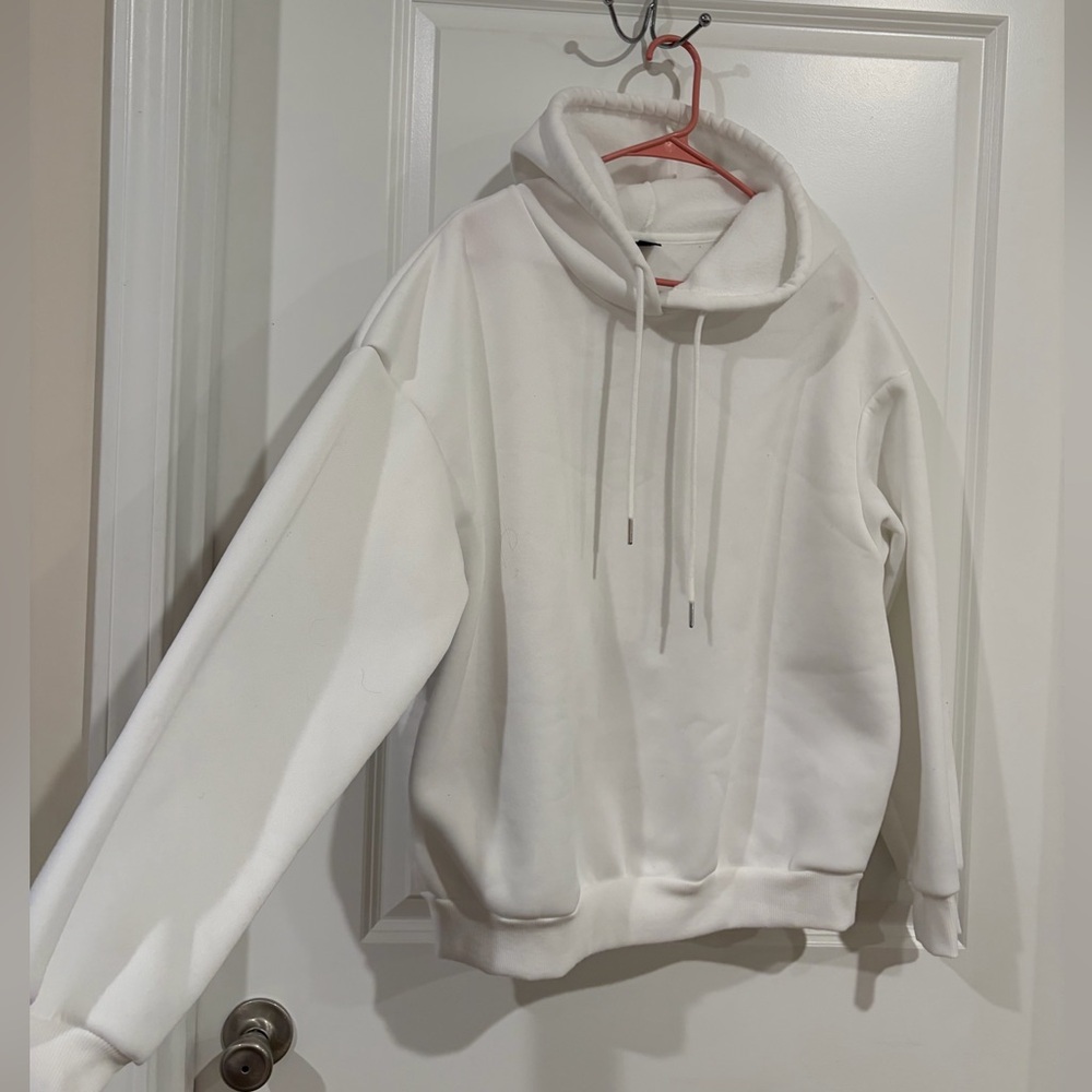 SHEIN White Fleece Pullover Hoodie - Picture 2 of 3